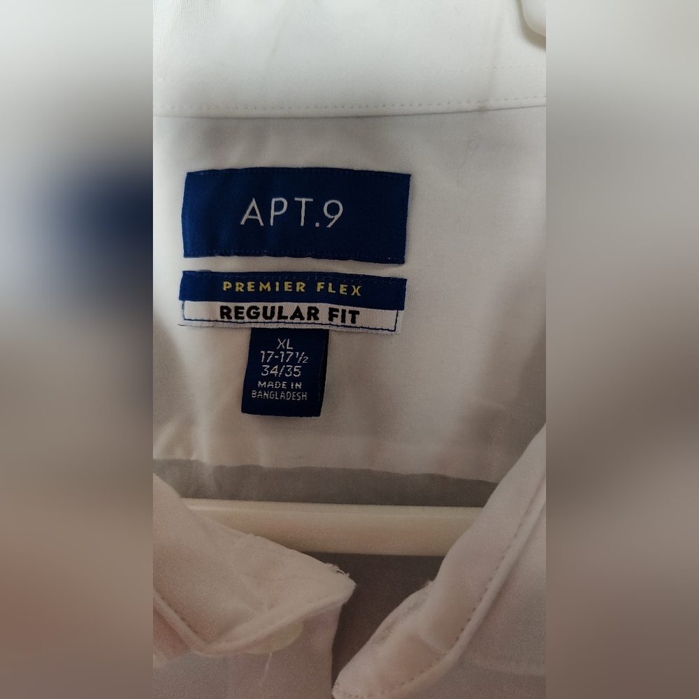 Men's Apt 9 White Dress Shirt - Size XL -  Regular Fit  17 - 17 1/2 And 34/35 - Picture 4 of 5